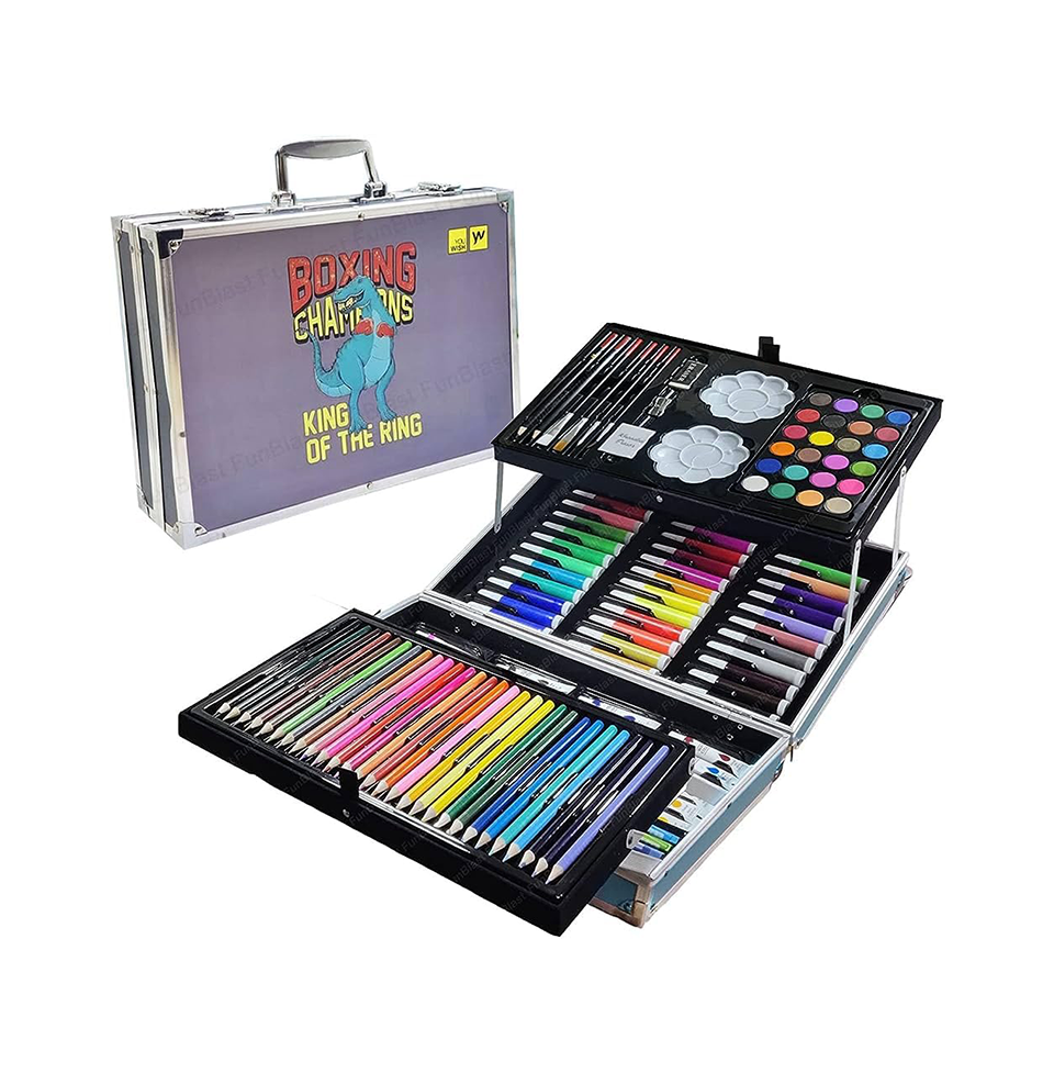 All in one Art and Craft Set Professional Drawing Color Pencils, Oil Pastel, Sketches, Water Colors and Acrylic Paint (DINOSAUR)
