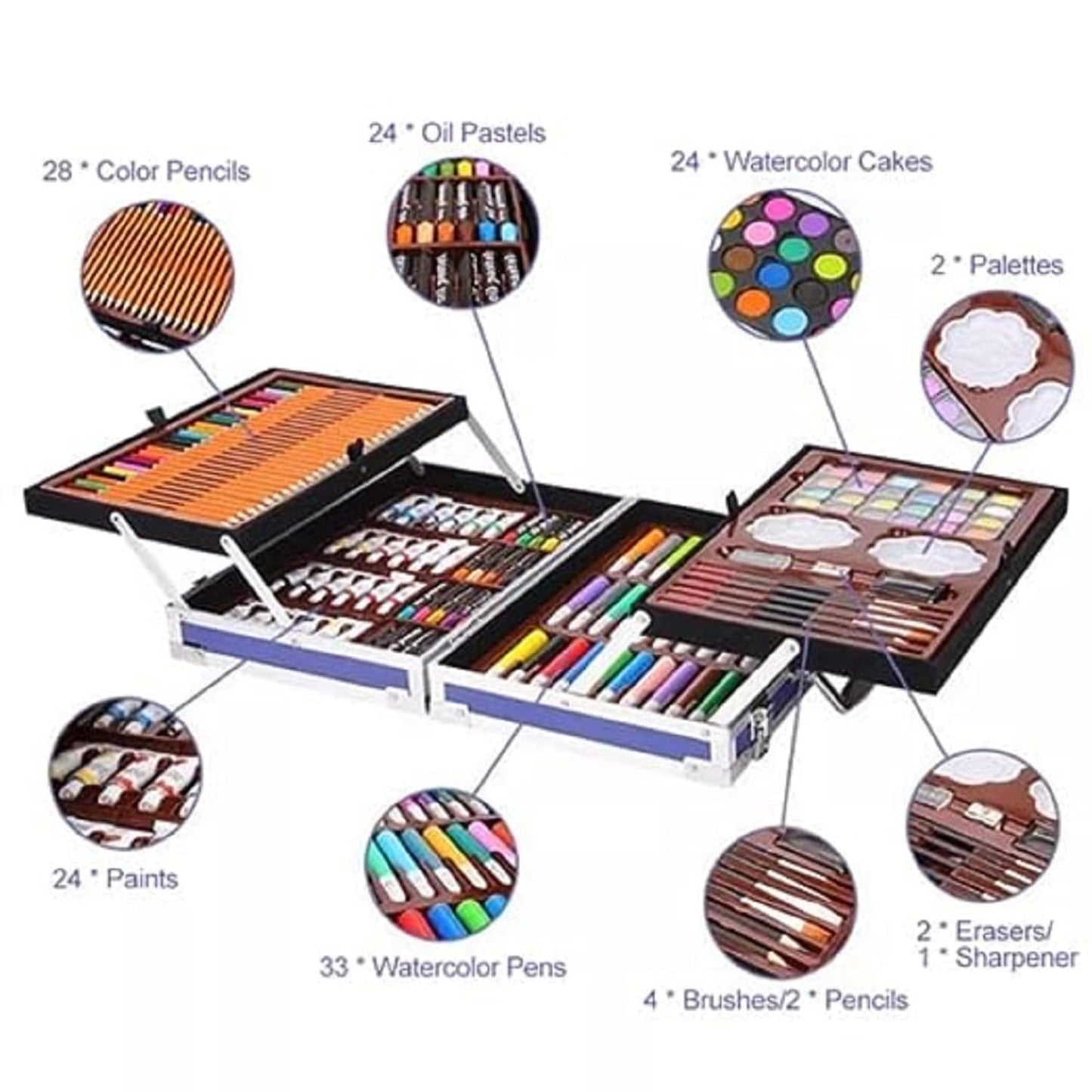 All in one Art and Craft Set Professional Drawing Color Pencils, Oil Pastel, Sketches, Water Colors and Acrylic Paint (DINOSAUR)